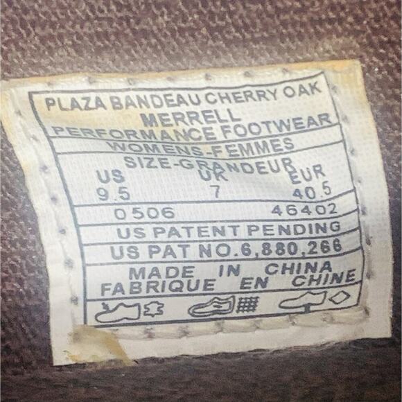 MERRELL Plaza Bandeau Mary Jane Women 9.5 Cherry Oak Brown Suede Slip-On EUC - Picture 6 of 7